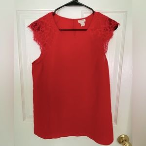 J.Crew Red Lace Blouse